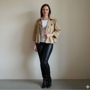 Club Monaco Beige Sand Cropped Lightweight Unlined Trench Coat Size Small